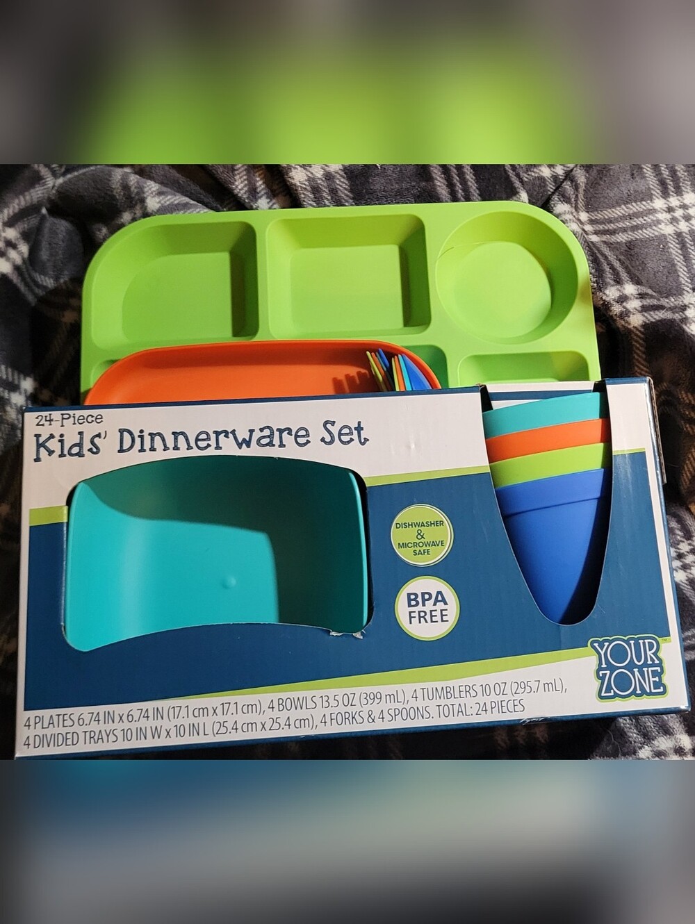 Your Zone Kids' Dinnerware Set - Bright Green & Multicolor